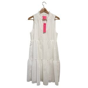 Lilly Pulitzer Novella Dress White Eyelet Mini Medallion NWT Size M Resort